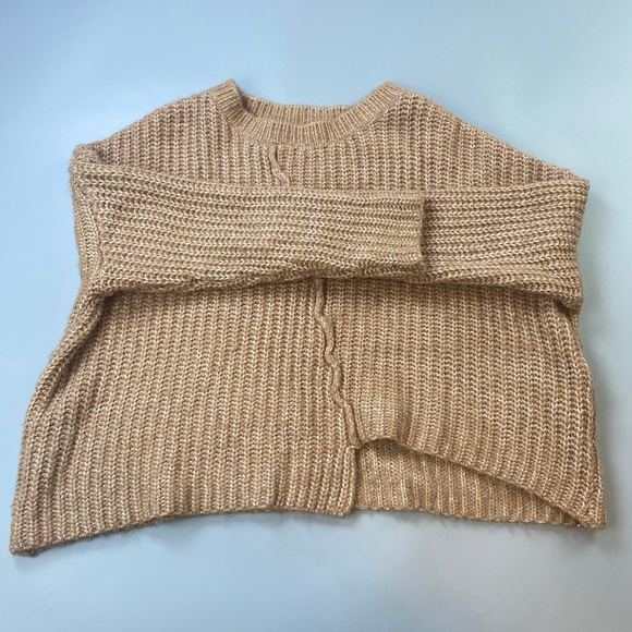 ZARA KNIT Sweater Women Small Chunky Knit Oversized Soft Girl Crop Asymmetrical - Picture 2 of 13